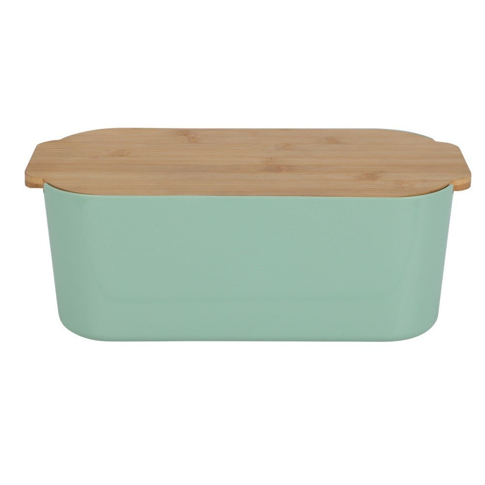 Cutie paine Brott, verde, plastic, capac bambus, 33 x 18.5 x 12 cm
