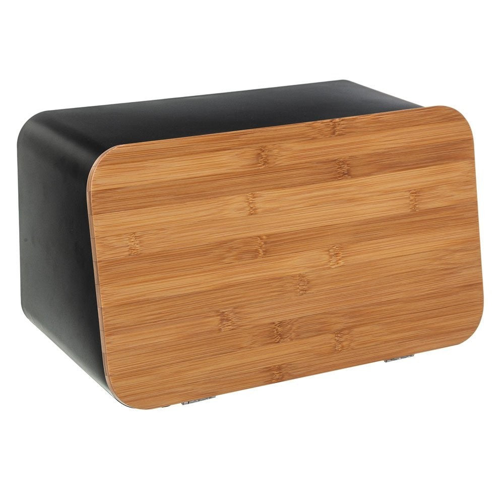 Cutie pentru paine 5five Simple Smart, 37x22 cm, Metal/Bambus, Negru/Maro