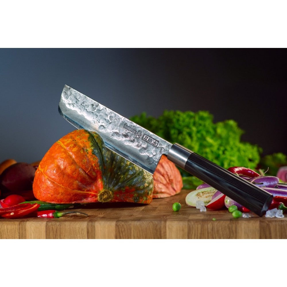 Cutit Nakiri Samura Black Smith, otel carbon, HRC 58, lama 16.8 cm
