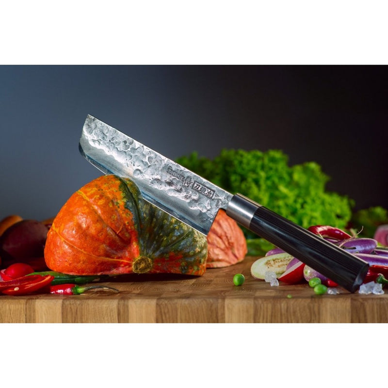 Cutit Nakiri Samura Black Smith, otel carbon, HRC 58, lama 16.8 cm