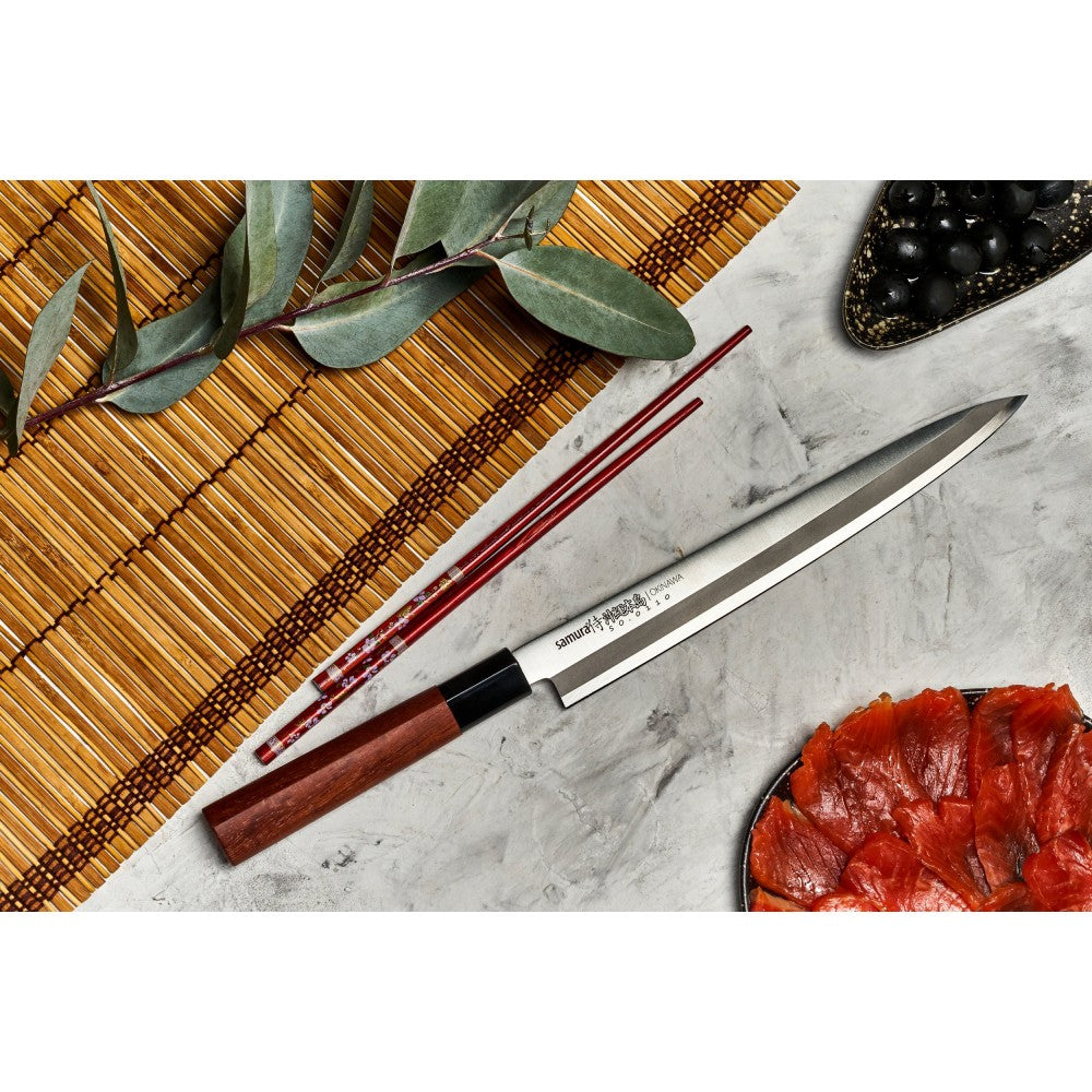 Cutit Samura Okinawa Yanagiba, otel japonez, HRC 59, 24 cm