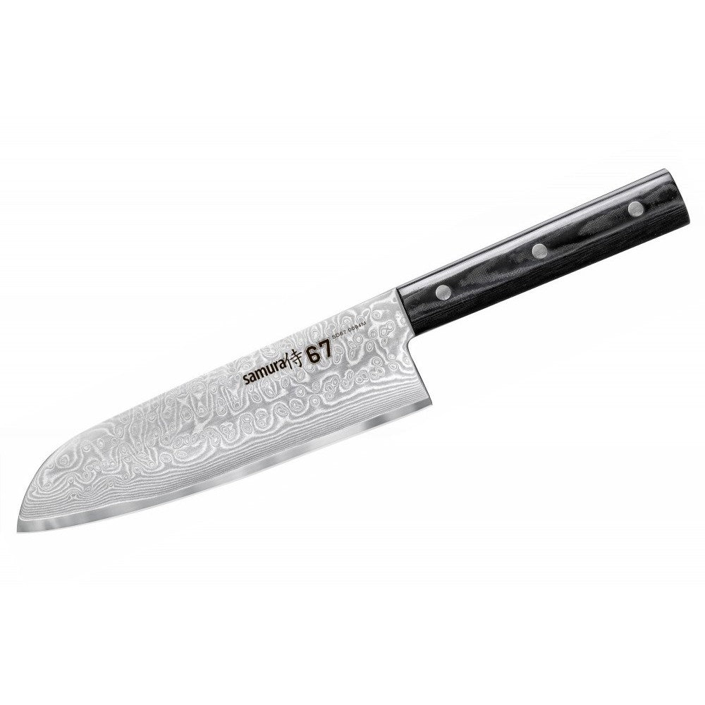 Cutit Santoku, Samura Damascus 67, Otel carbon, 17.5 cm