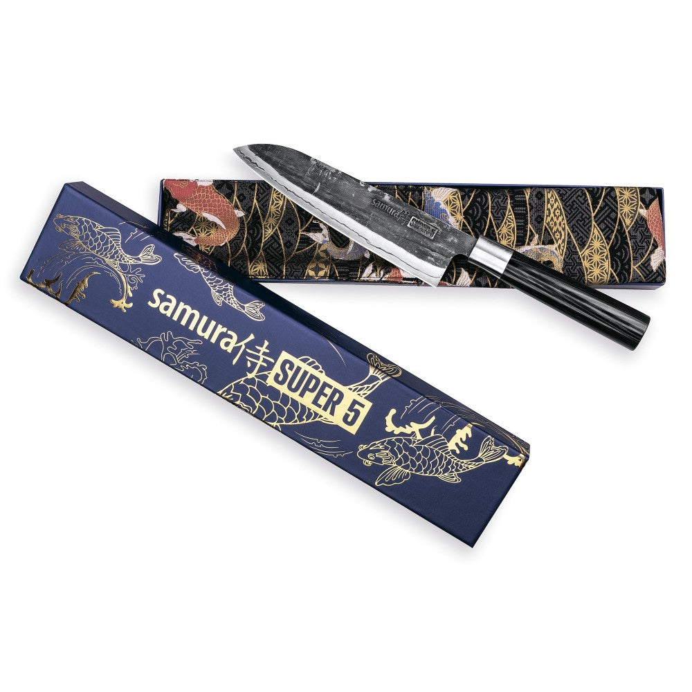Cutit santoku Samura Super 5, otel japonez AUS 10, HRC 60, 18 cm
