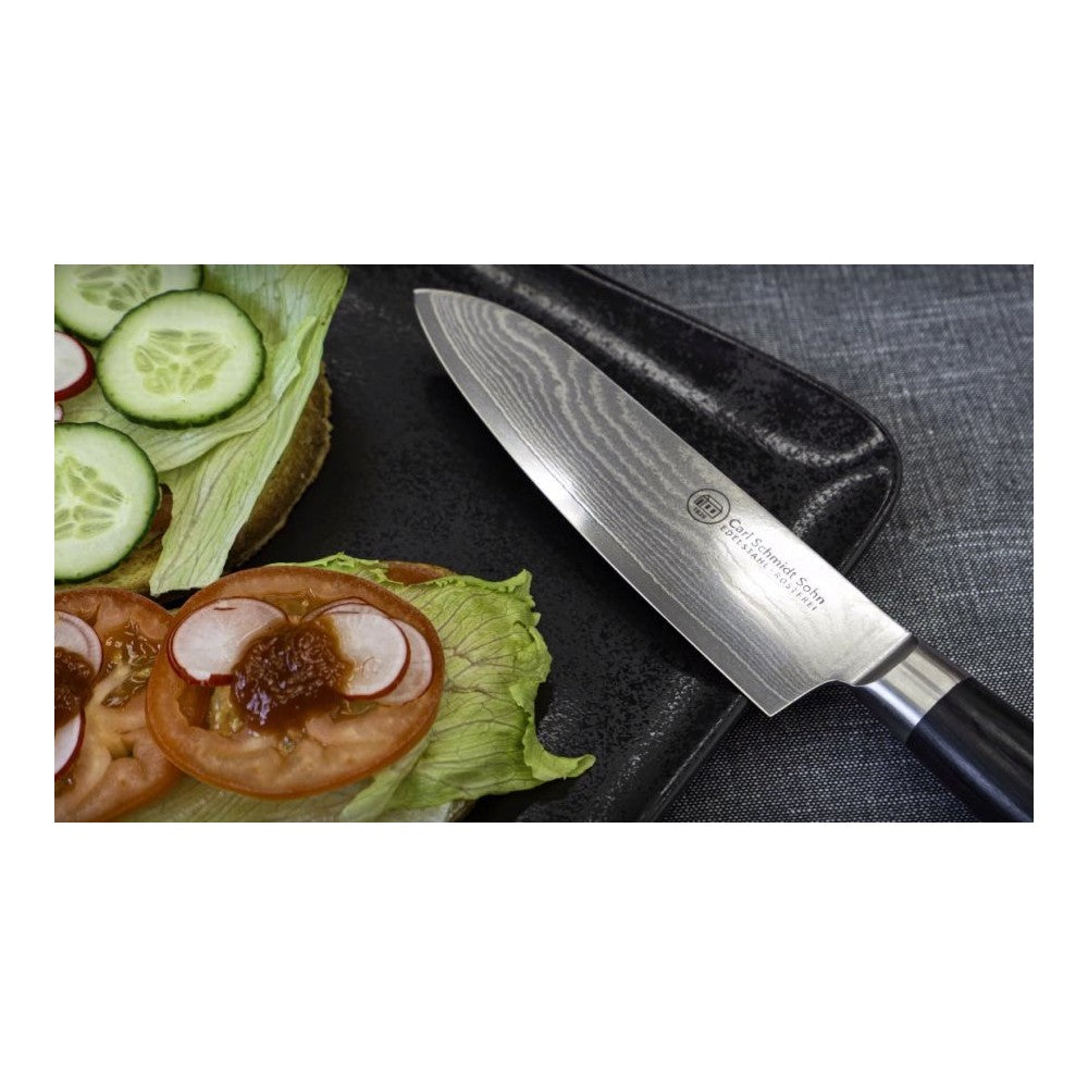Cutitul bucatarului Konstanz, otel damasc 67 straturi, duritate HRC 62, lama 20 cm