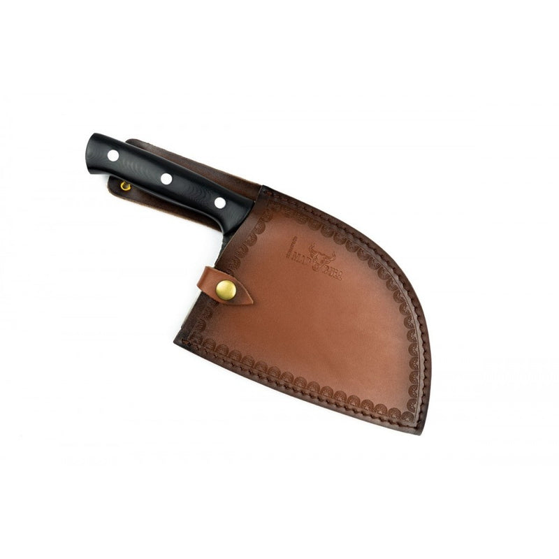 Cutitul bucatarului Sarbesc Mad Bull Black, otel carbon, lama 18 cm