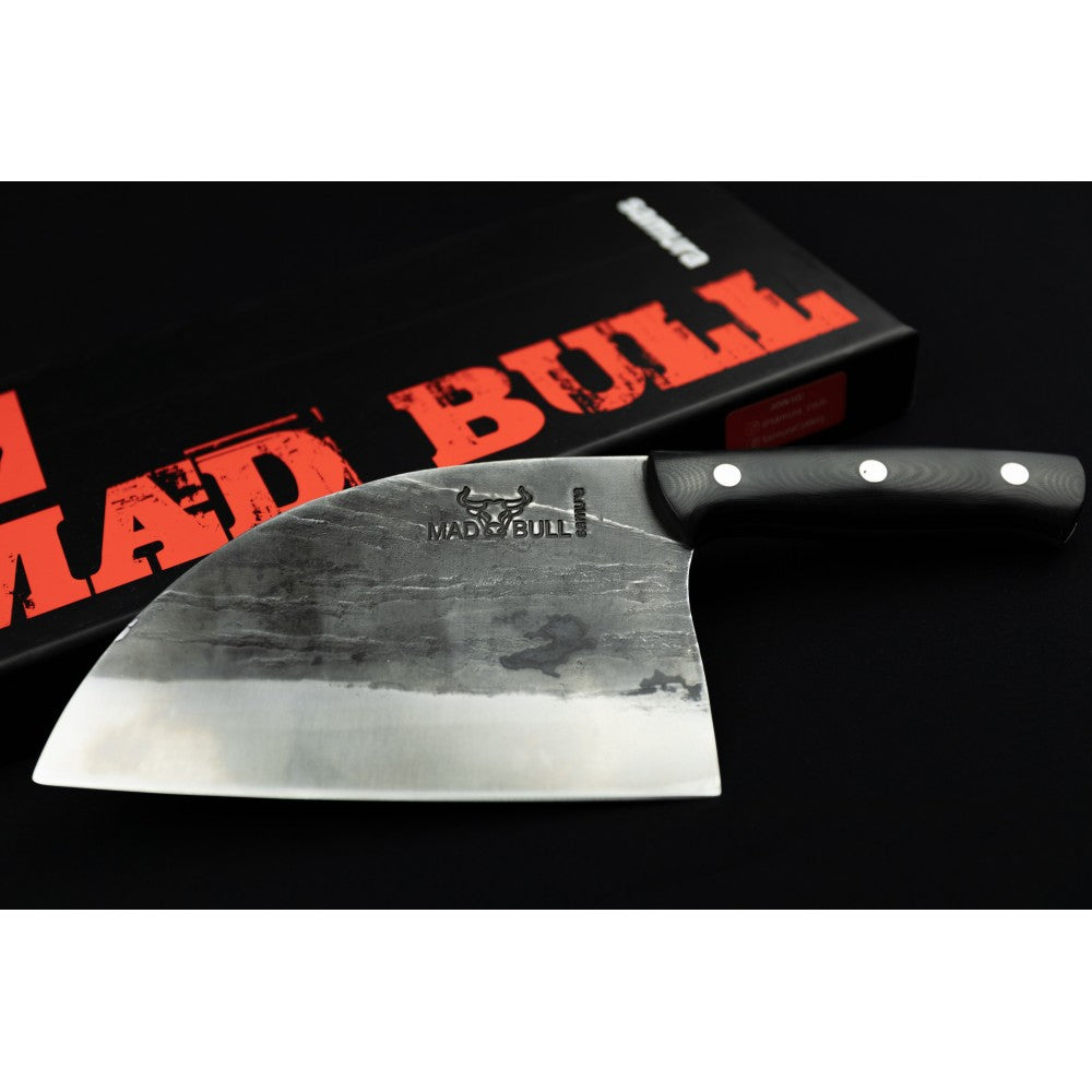 Cutitul bucatarului Sarbesc Mad Bull Black, otel carbon, lama 18 cm