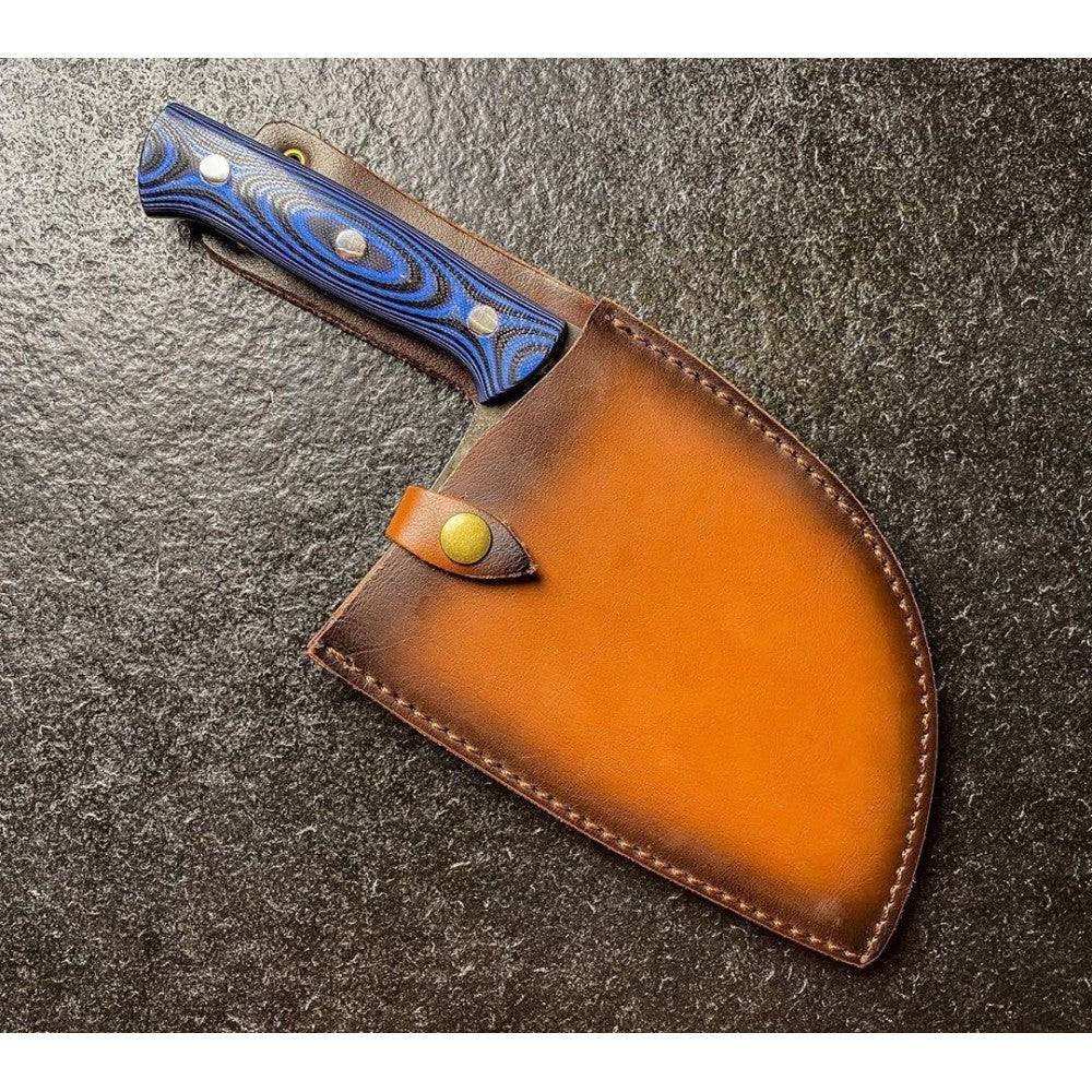 Cutitul bucatarului Sarbesc Mad Bull Blue, otel carbon, lama 18 cm