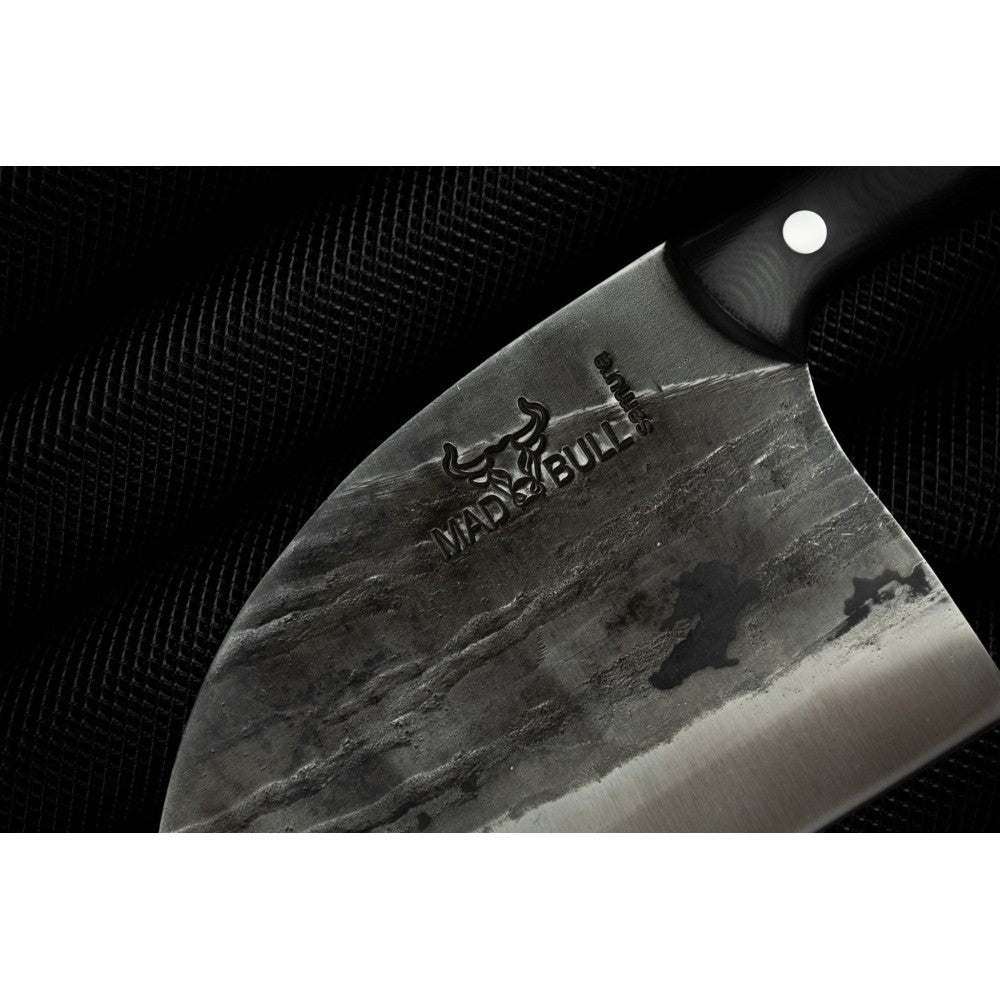Cutitul bucatarului Sarbesc Mad Bull Black, otel carbon, lama 18 cm