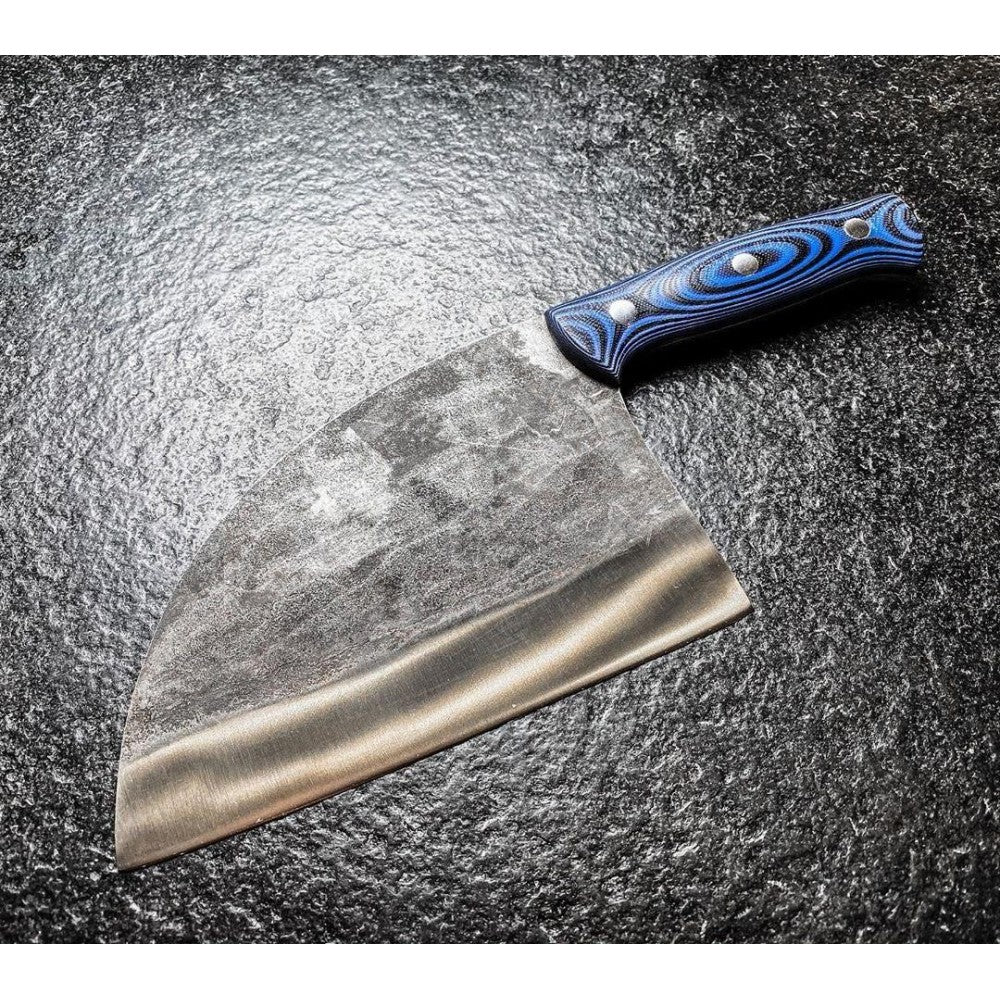 Cutitul bucatarului Sarbesc Mad Bull Blue, otel carbon, lama 18 cm