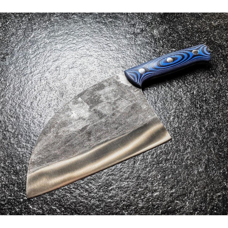 Cutitul bucatarului Sarbesc Mad Bull Blue, otel carbon, lama 18 cm