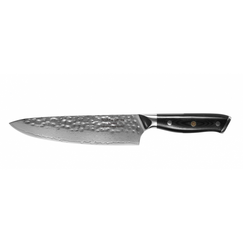 Cutitul bucatarului Teshiro, otel damasc 67 straturi, HRC 60, lungime lama 20 cm