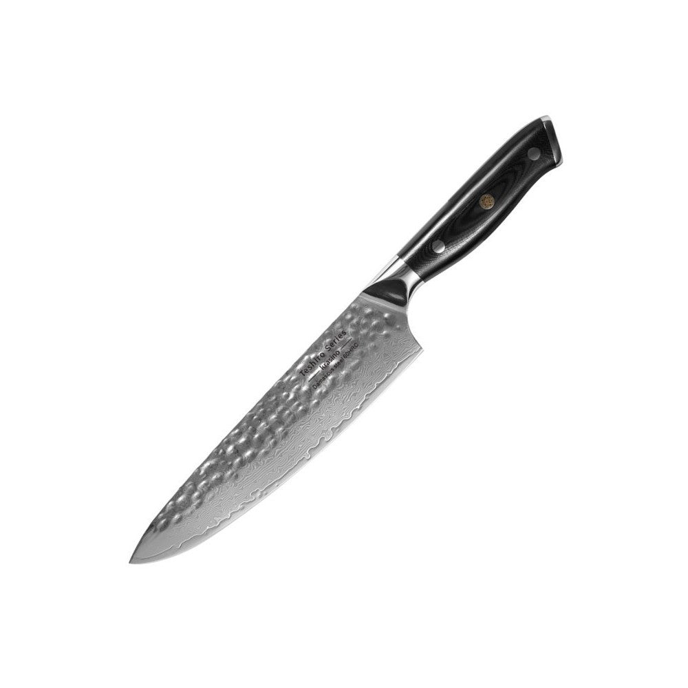 Cutitul bucatarului Teshiro, otel damasc 67 straturi, HRC 60, lungime lama 20 cm