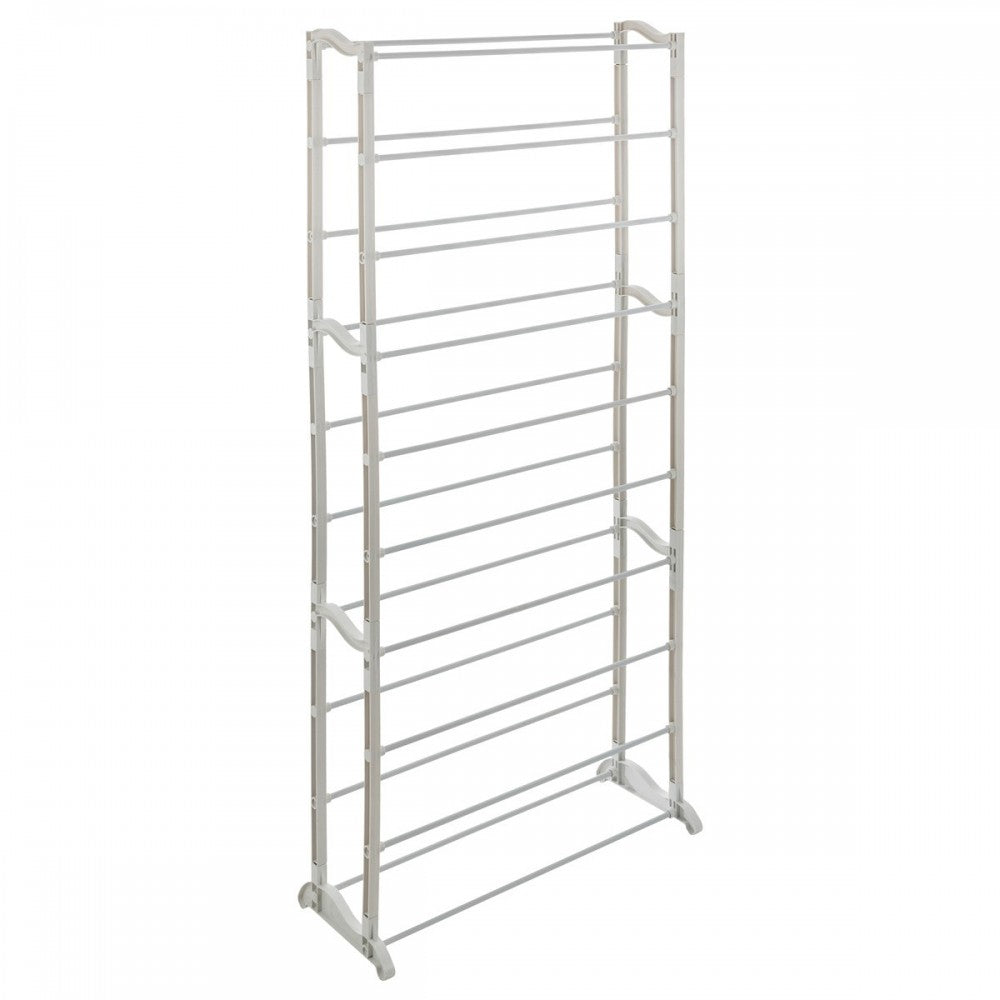 Raft pantofi Ginova, cadru metal, plastic, alb, 65.5x24.5xH138 cm