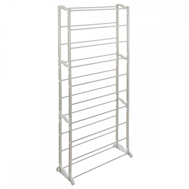 Raft pantofi Ginova, cadru metal, plastic, alb, 65.5x24.5xH138 cm