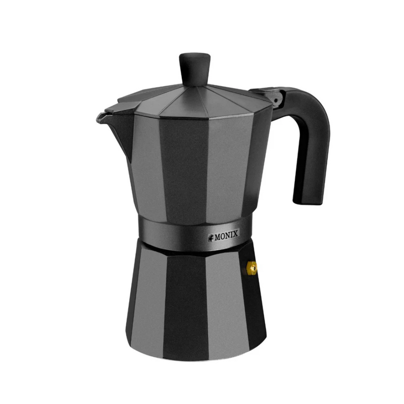 Espressor aragaz Monix Vitro, aluminiu, negru, 3 portii