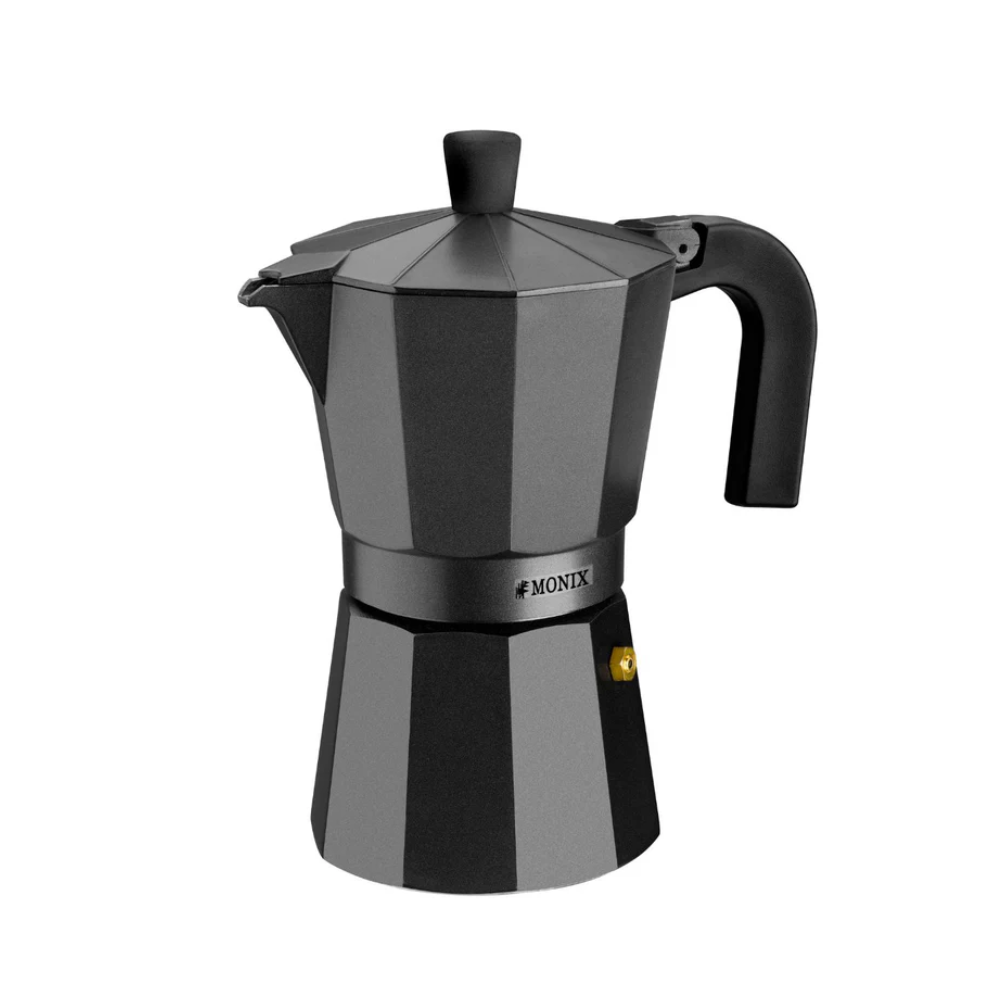 Espressor aragaz Monix Vitro, aluminiu, negru, 6 portii