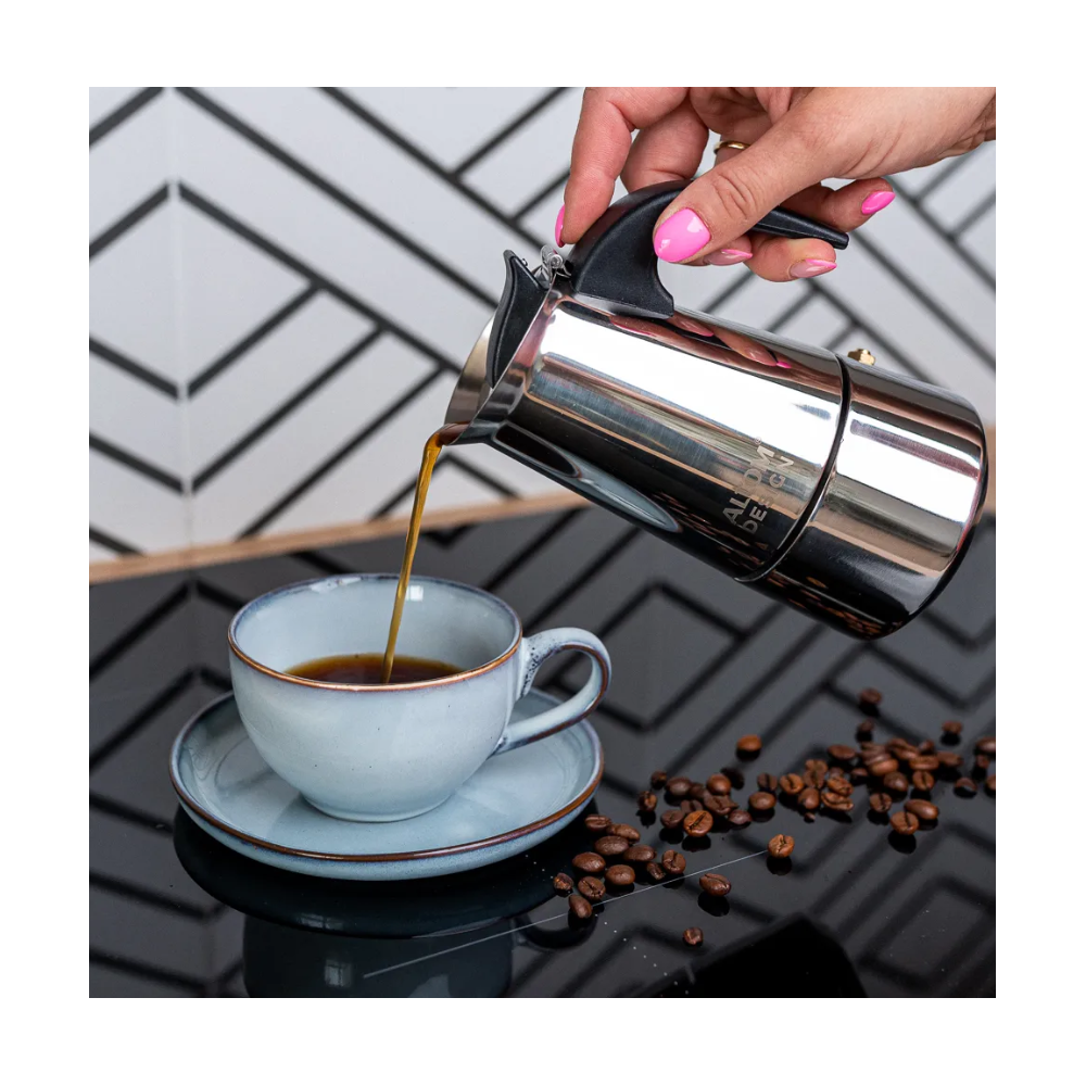 Espressor aragaz Arlo, inox, 9 portii, 450 ml