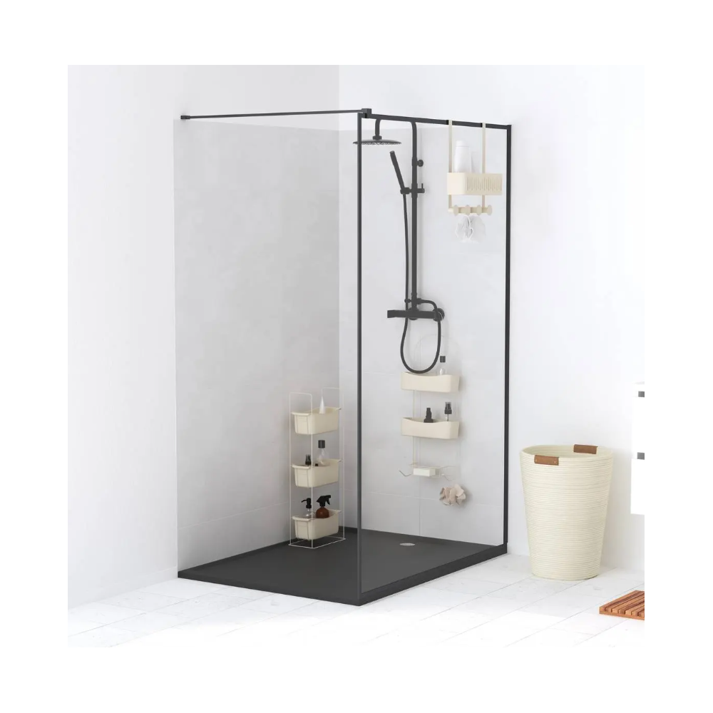 Etajera baie Easybath, metal, plastic, bej, 289 x 16 x H. 76 cm