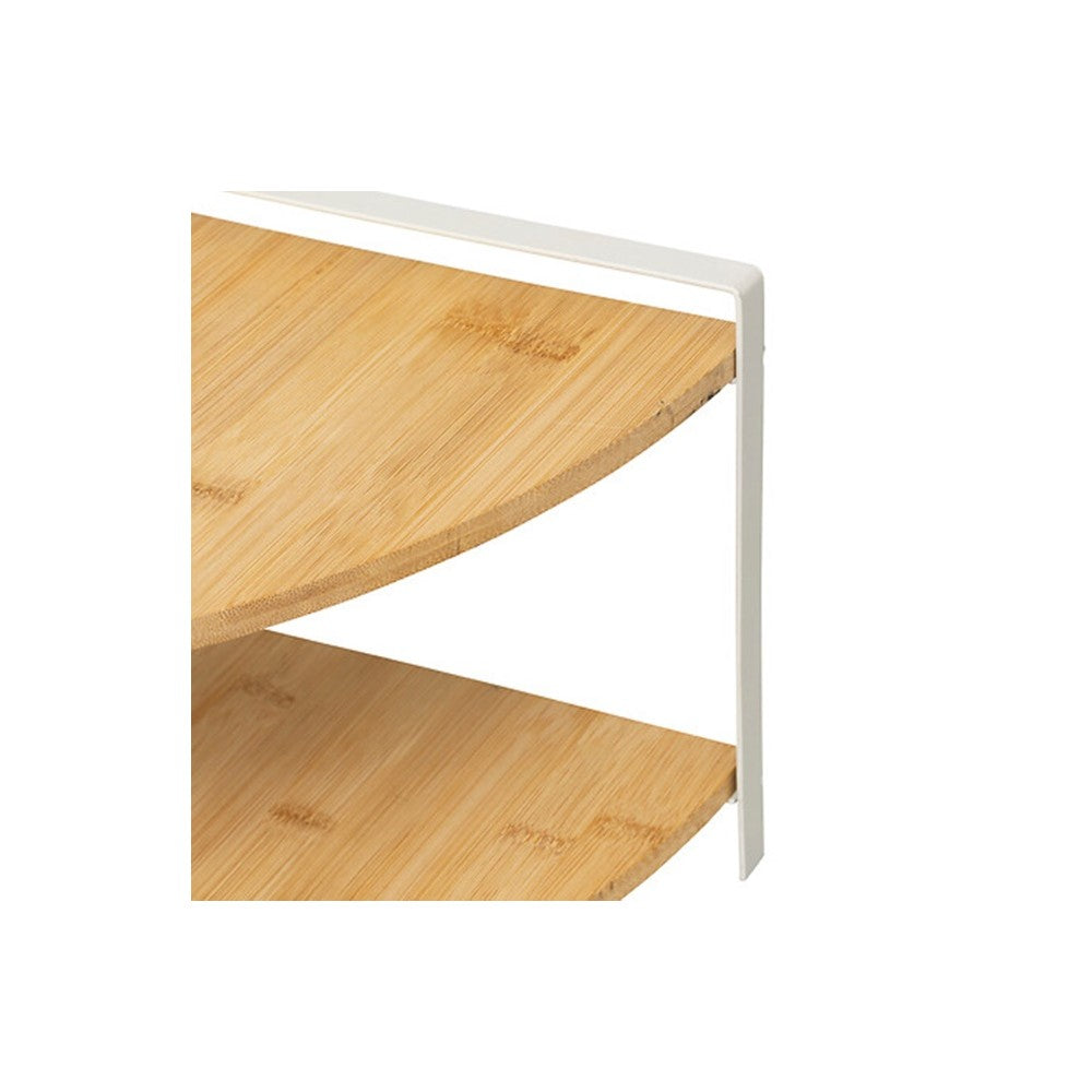 Etajera colt Ordera White, metal, bambus, 29.7 x 29.7 x H 20.5 cm