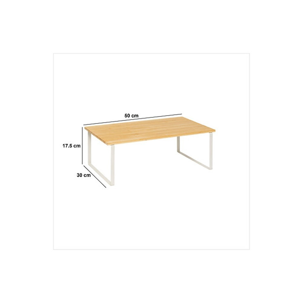Etajera Shelfy White, metal, bambus, 50 x 30 x H.17.5 cm