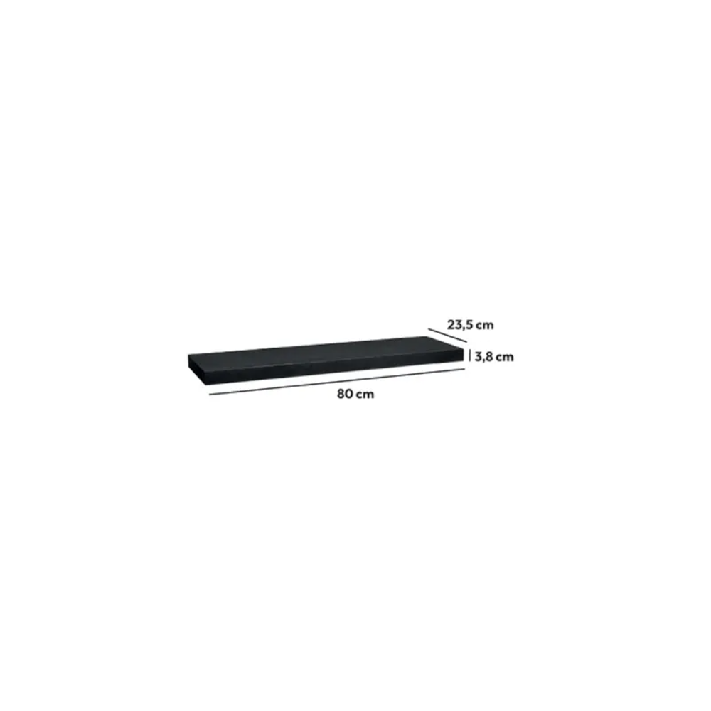 Etajera fixa perete Fixy Black, furnir, 80 x 23 x 3.8 cm
