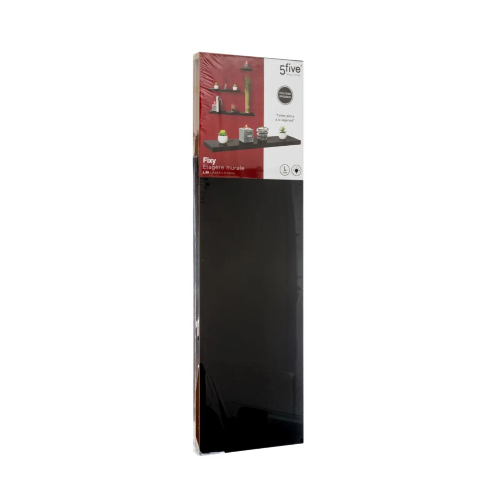 Etajera fixa perete Fixy Black, furnir, 80 x 23 x 3.8 cm