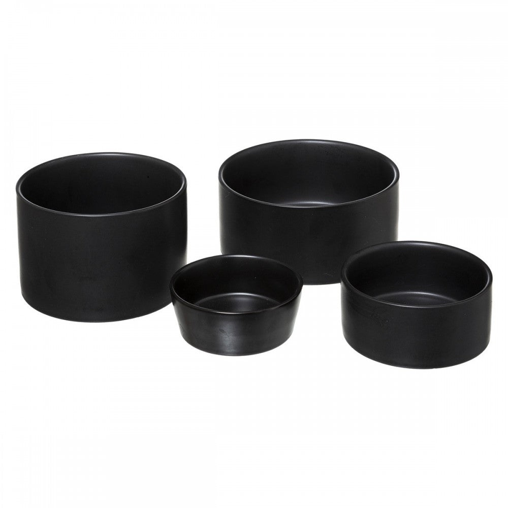 Set servire aperitv Karlstad Black, ceramica, bambus, 5 piese, 33x10 cm