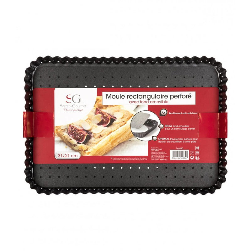 Forma patiserie, otel carbon, perforata, 31 x 21 x 3 cm