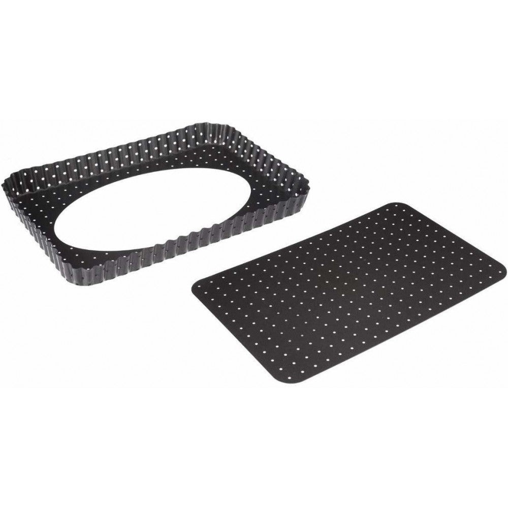 Forma patiserie, otel carbon, perforata, 31 x 21 x 3 cm