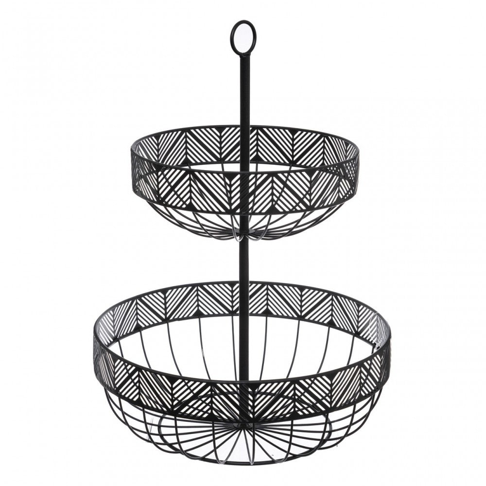 Fructiera Jahan, 2 nivele, metal, negru, 30 x H 42 cm