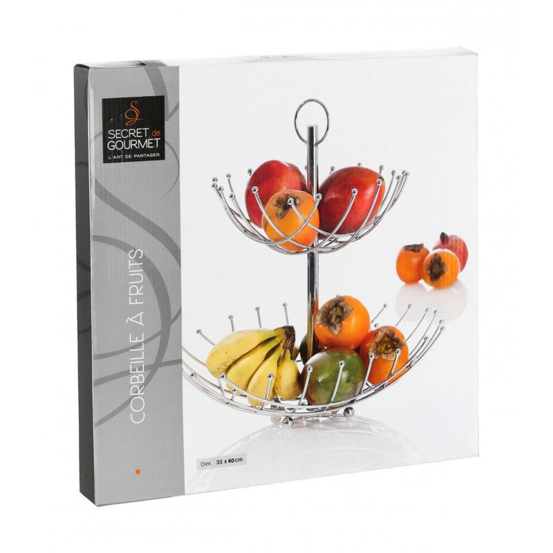 Fructiera dubla SG, otel cromat, 36 x H40 cm