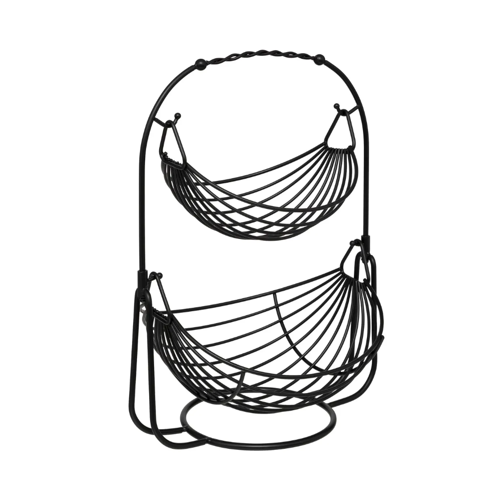 Fructiera Swinf, dubla, metal, black, 34.5 x D. 28 x H. 46 cm