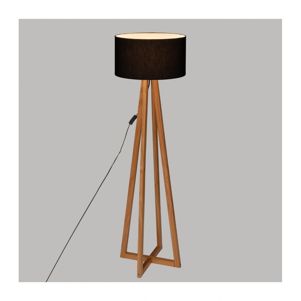 Lampadar Molu Black, lemn si bumbac, 39.5x141 cm, cablu 185 cm