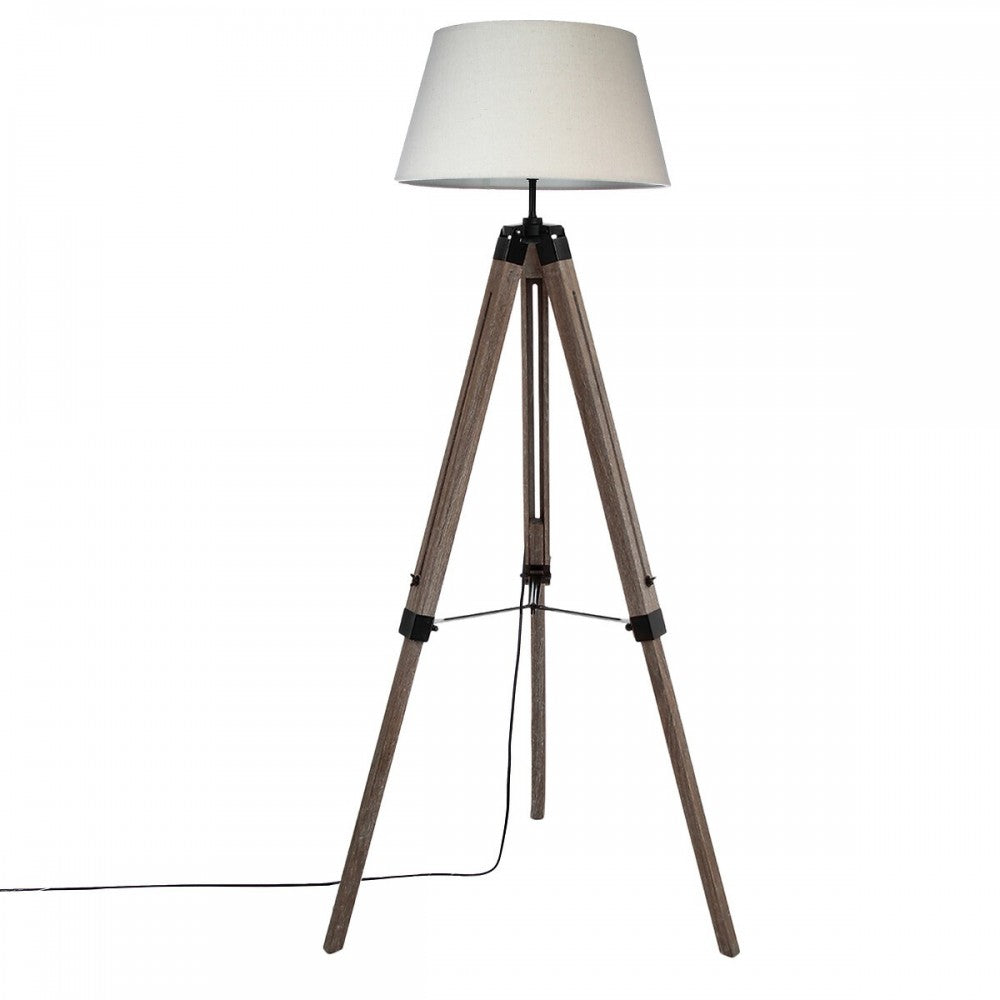 Lampadar Runo, lemn si textil, alb, 65 x 59 x 145 cm, E 27, max 40 W