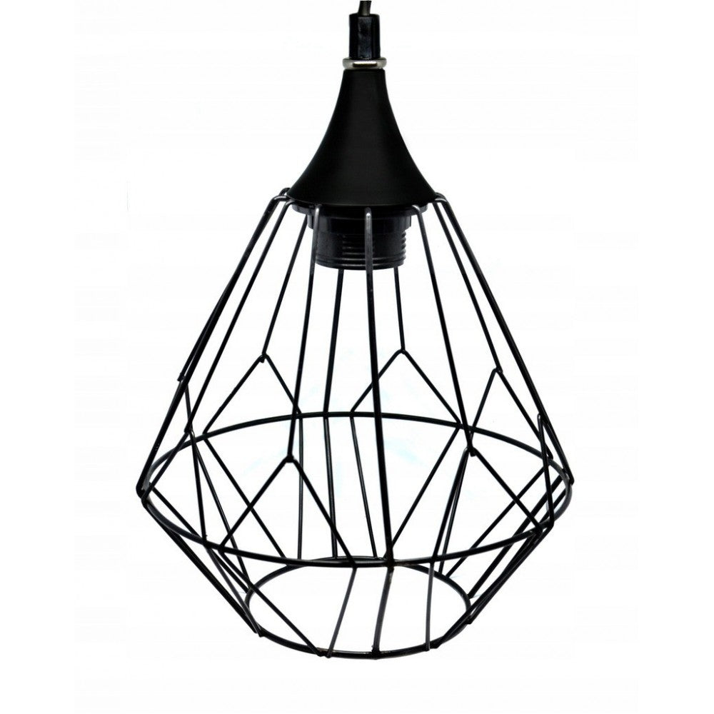 Lustra industrial, otel, negru, 18x27.5 cm, cablu 100 cm