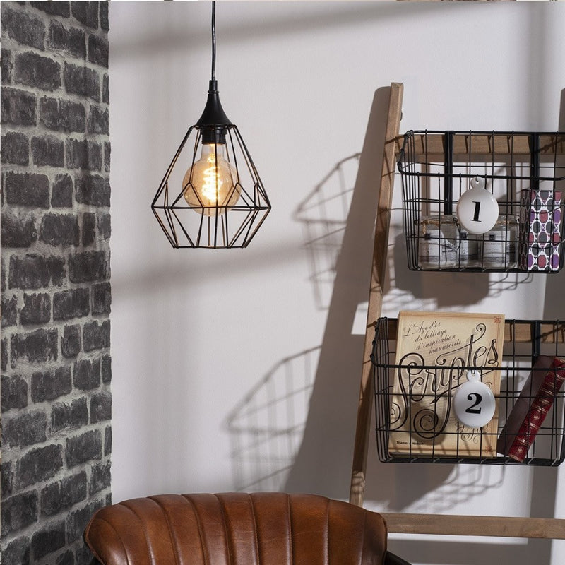 Lustra industrial, otel, negru, 18x27.5 cm, cablu 100 cm