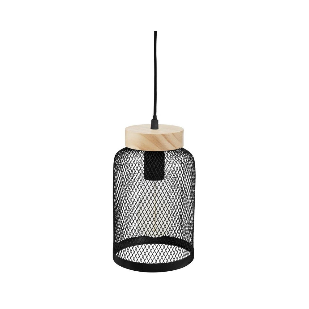 Lustra Steel Mesh Zely, otel, negru,15x25 cm, cablu 80 cm
