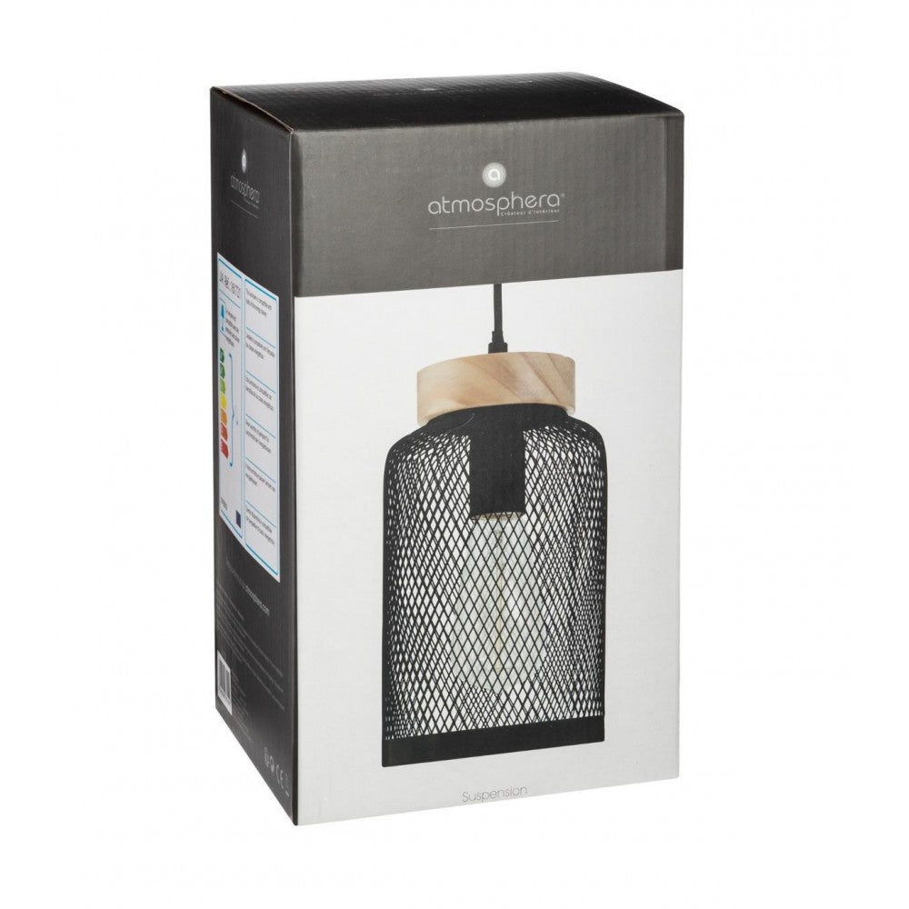Lustra Steel Mesh Zely, otel, negru,15x25 cm, cablu 80 cm