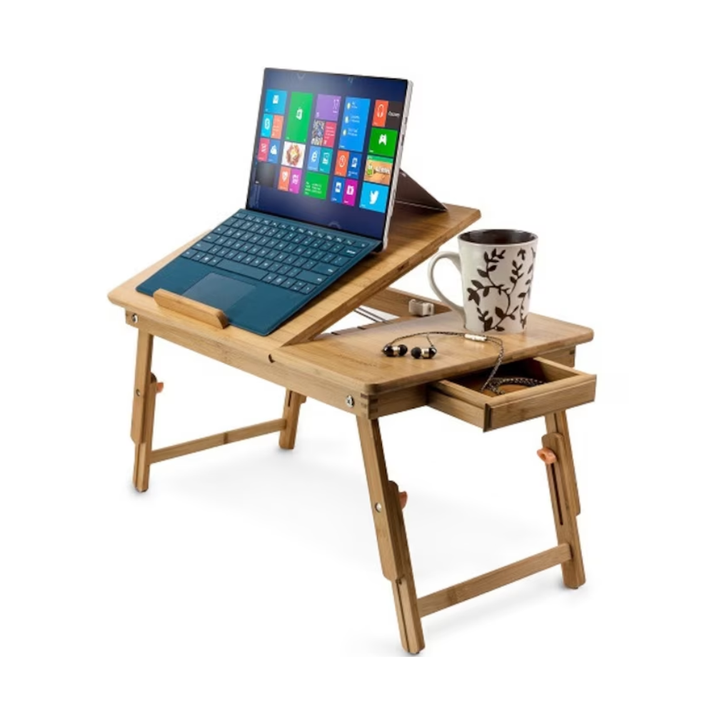 Masa laptop Haky, bambus, cooler inclus, 50 x 30 x 26 cm