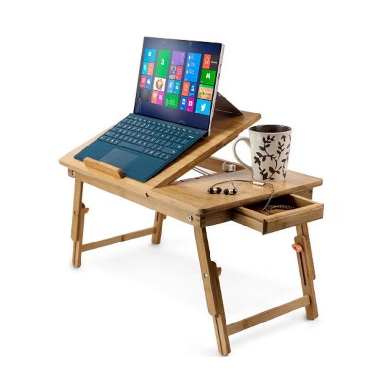 Masa laptop Haky, bambus, cooler inclus, 50 x 30 x 26 cm