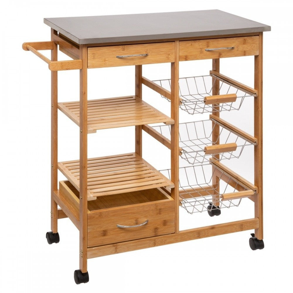 Masa multifunctionala bucatarie, bambus, 73 x 37 x 86 cm, 10 kg