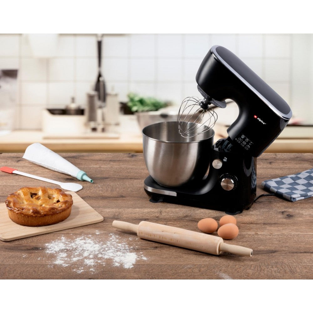 Mixer multifuctional Alpina, bol inox 5 litri, negru, 33.7 x 22.6 x 34.5 cm, 800 w