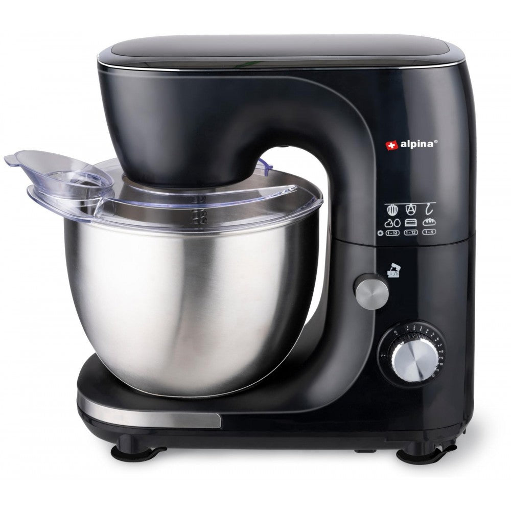 Mixer multifuctional Alpina, bol inox 5 litri, negru, 33.7 x 22.6 x 34.5 cm, 800 w