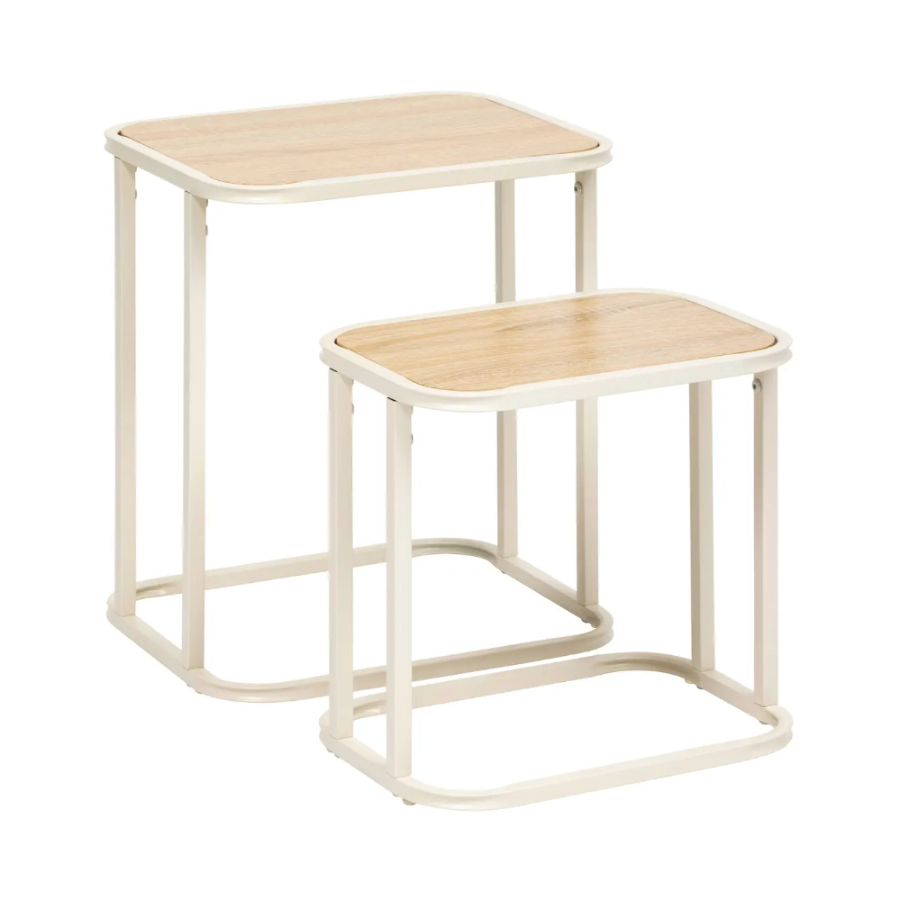 Set 2 masute Vervy, metal, bej, 39 x D. 33 x H. 46 cm