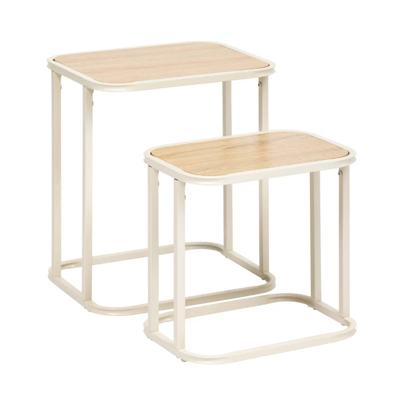 Set 2 masute Vervy, metal, bej, 39 x D. 33 x H. 46 cm