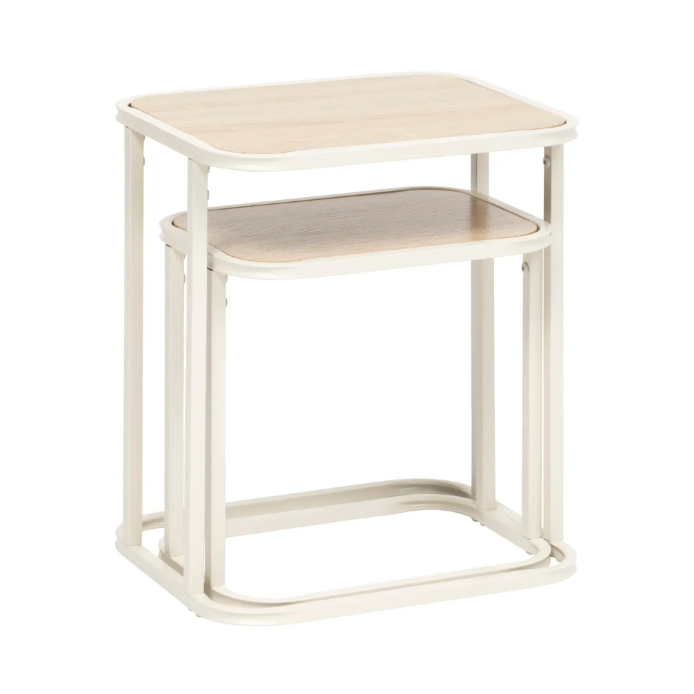 Set 2 masute Vervy, metal, bej, 39 x D. 33 x H. 46 cm