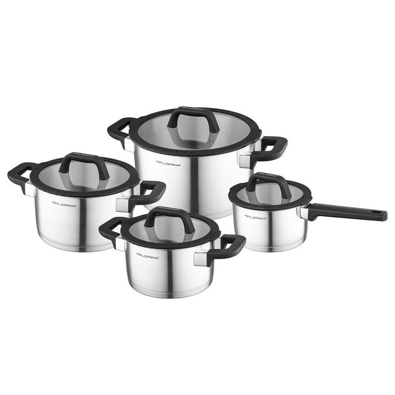Set oale inox Florina Chef, inox, baza dubla, 16, 18, 20 si 24 cm, 1.8l, 2.5 l, 3.5l, 6 l