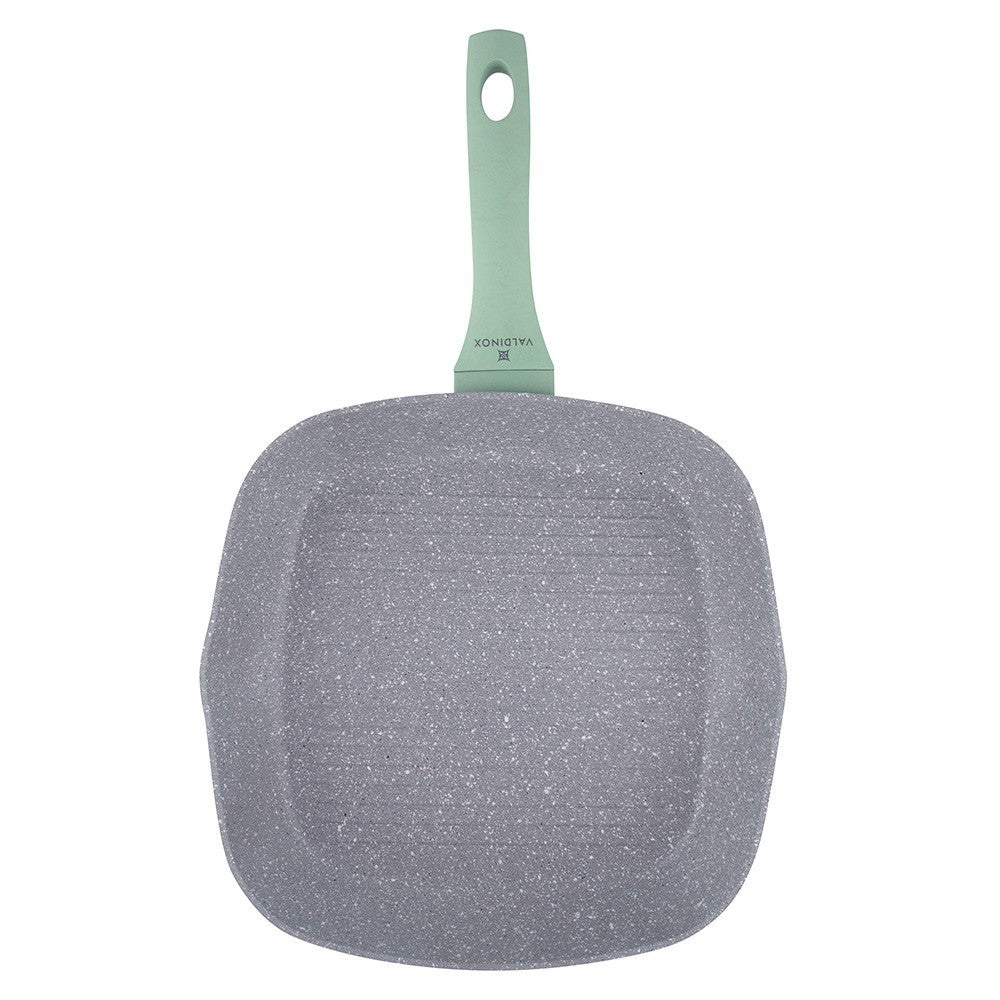 Tigaie grill Valdinox Sabio, aliminiu forjat, interior antiaderent granit, 28 cm