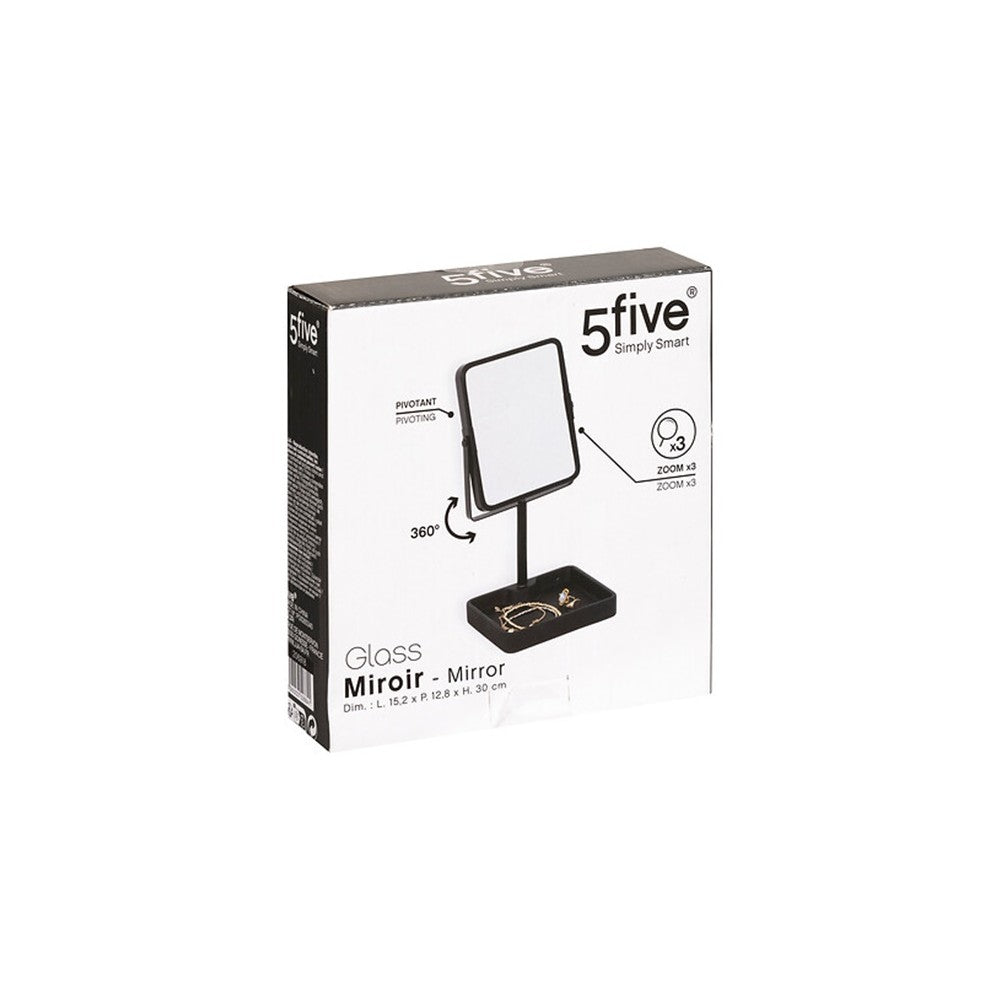 Oglinda cosmetica Hollas, metal, negru, 15.2 x 12.8 x H 30 cm
