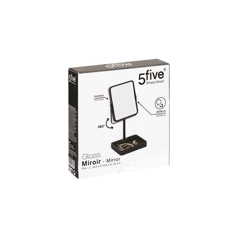 Oglinda cosmetica Hollas, metal, negru, 15.2 x 12.8 x H 30 cm